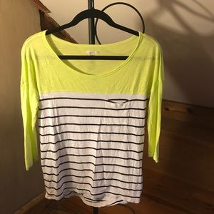 🌸5/$30🌸 Aerie 3/4 Yellow White Stripe Tee, EUC S